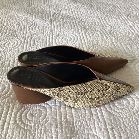 Mercedes Castillo Leather Animal Print Mules Women's Size: 9.5/39.5 - Picture 8 of 15